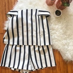 Topshop Black and White Striped Romper